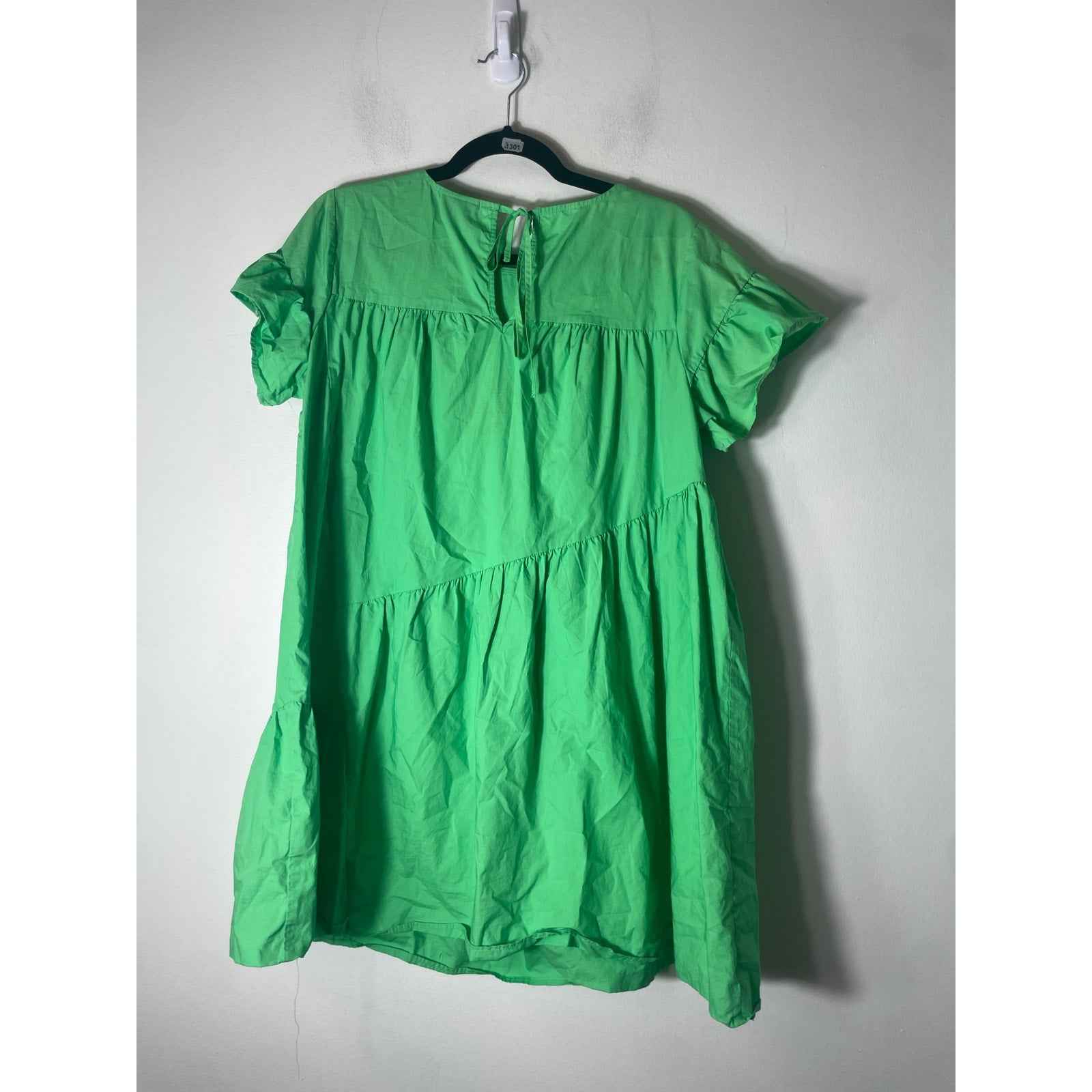 Who What Wear Bright Green Flutter Sleeve Baby Doll Dress Sz M