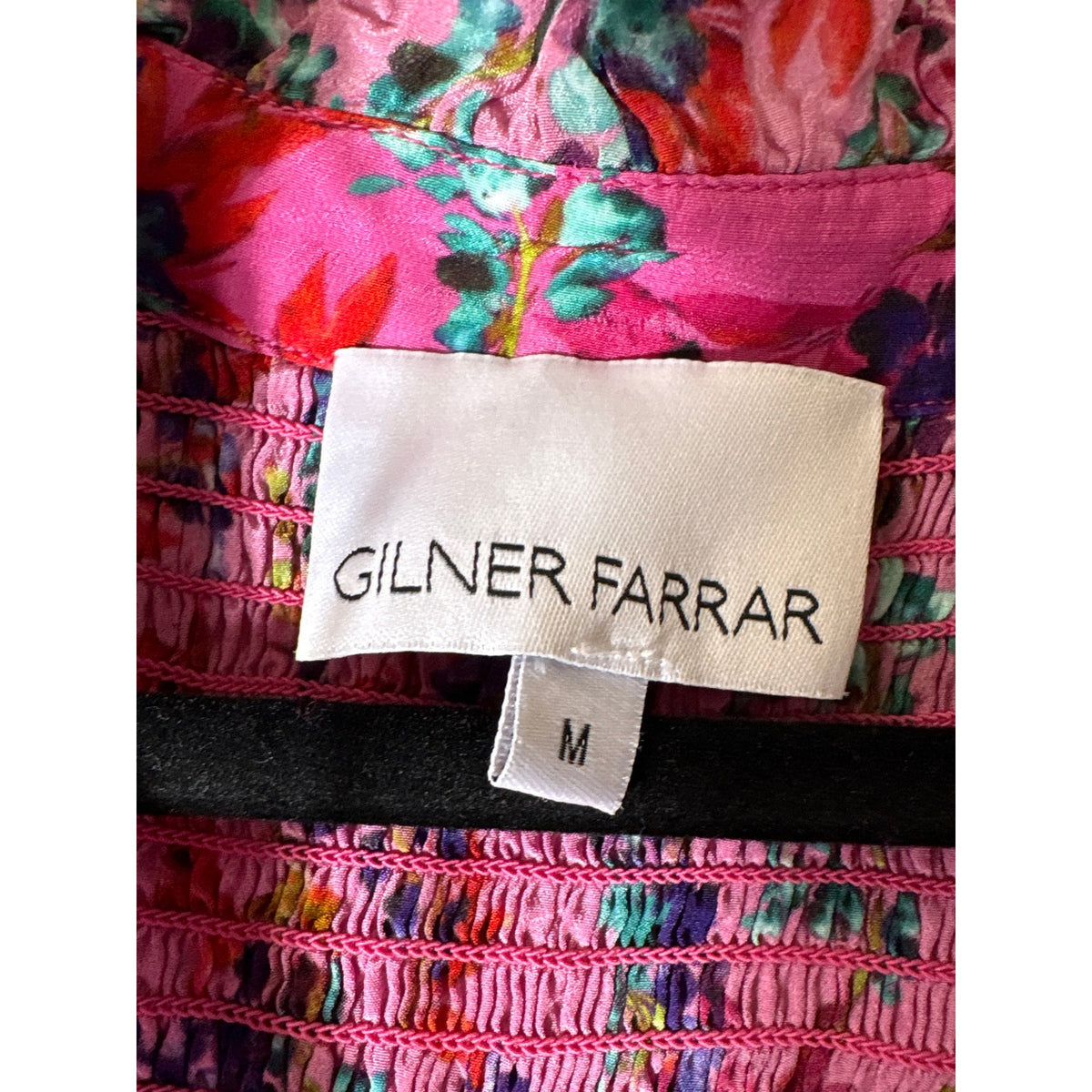 Gilner Farrar Dark Pink Floral Flutter Sleeve Top Sz M
