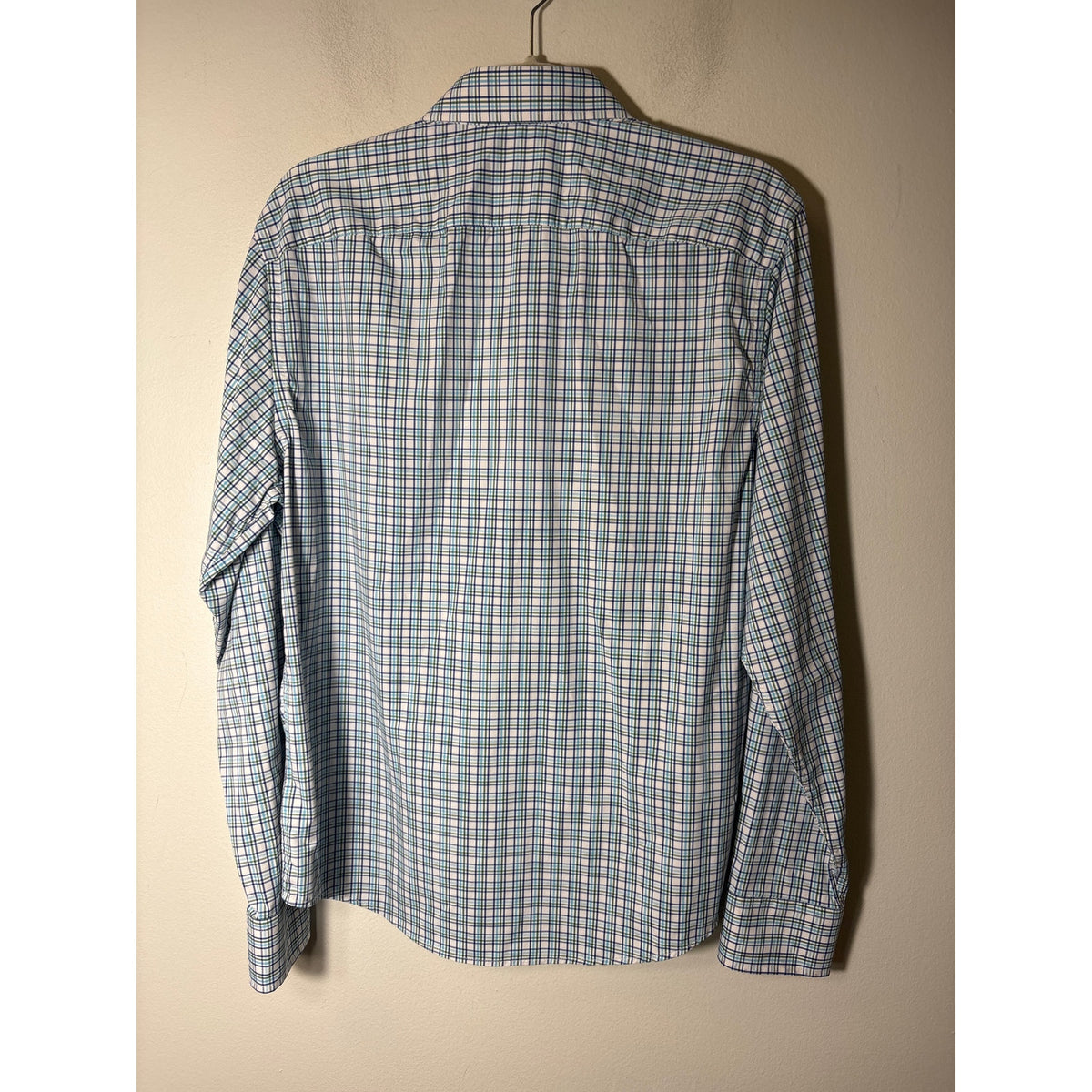 Men's Untuckit Green Purple Plaid Long Sleeve Button Down Shirt Sz M