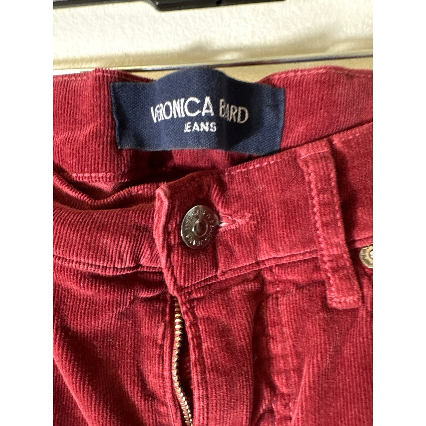 Veronica Beard Red/Rust Cameron Bootcut High Rise Cord Jeans Sz 28