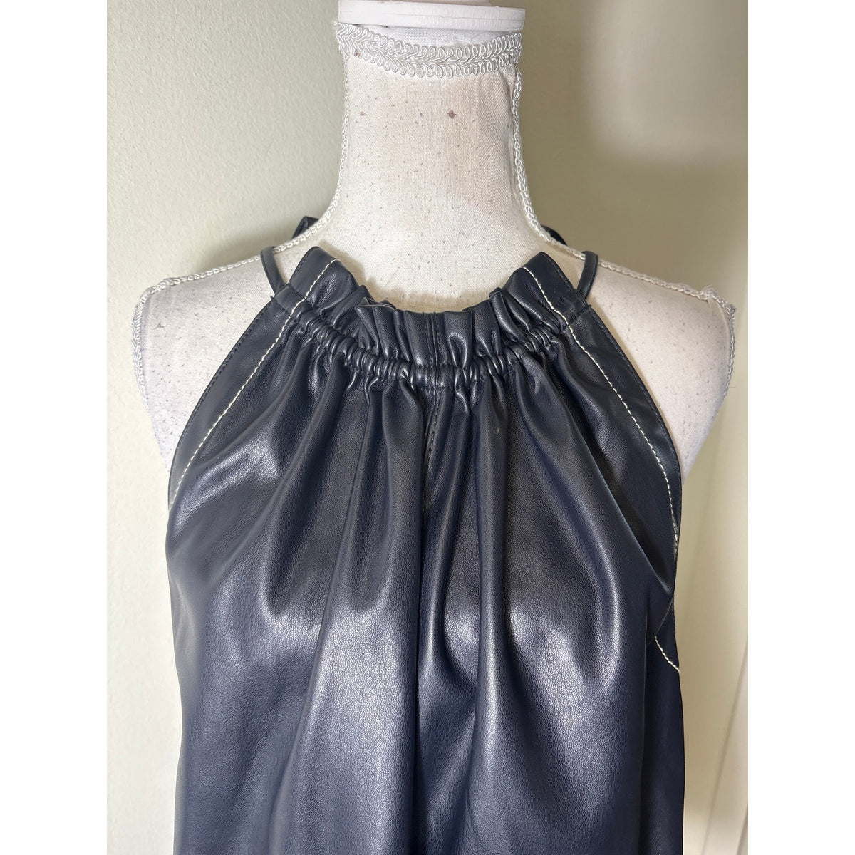 Phillip Lim Navy Faux Leather Top Sz S