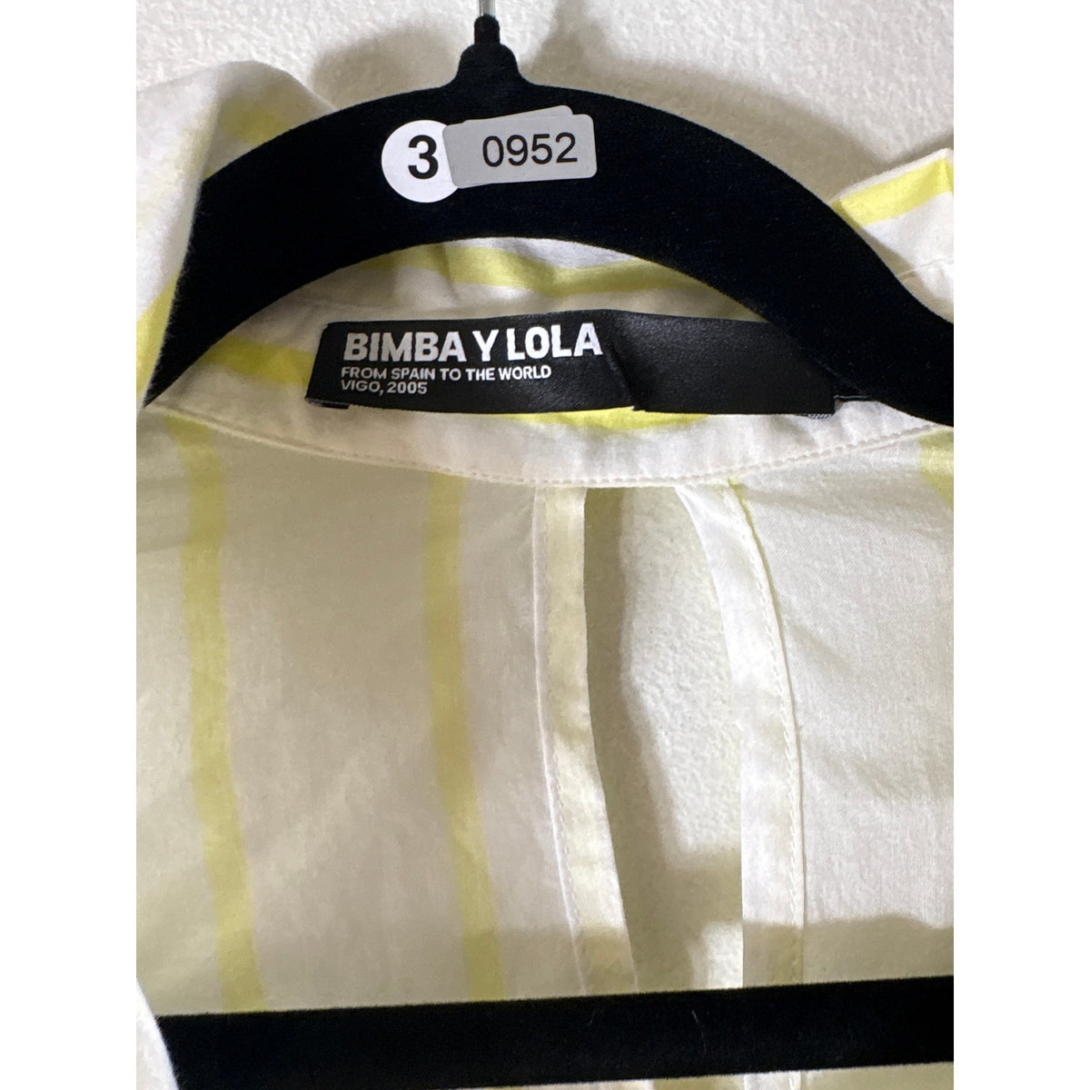 Bimba Y Lola Yellow and White Stripe Open Back Button Down Shirt Sz XS