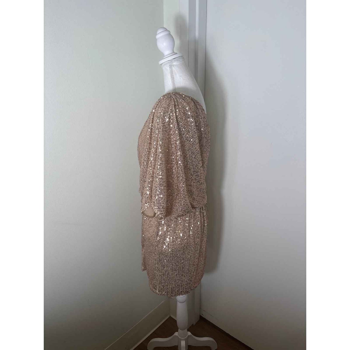 Karlie One Shoulder Gold Sequin Mini Cocktail Dress Sz L