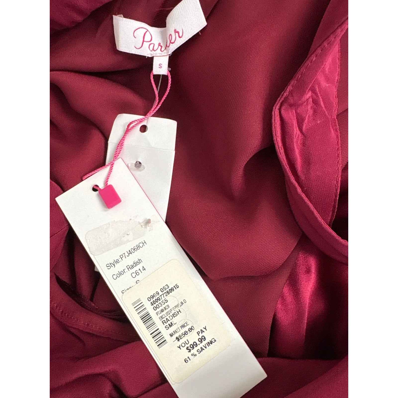 NWT Parker Crimson One Shoulder Long Sleeve Ruffle Top Sz S
