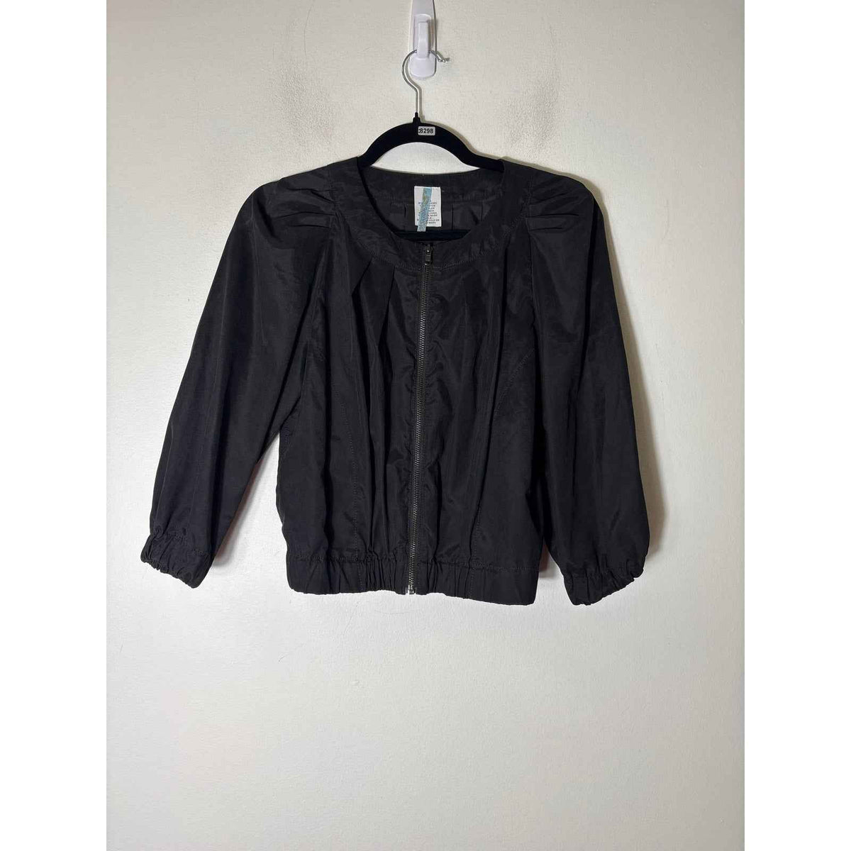 Moonlight Black Lightweight Puff Sleeve Zip Up Jacket Sz S