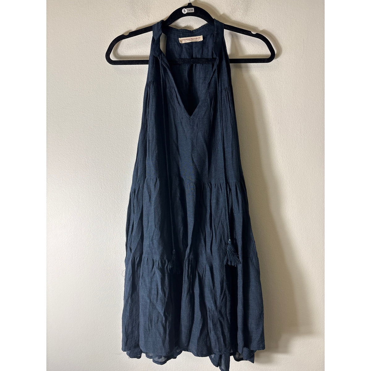 American Threads Deep Blue Tiered Boho Dress Sz S