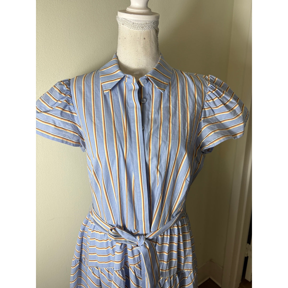 Shoshanna Veritical Stripe Drop Waist Dress Sz 8