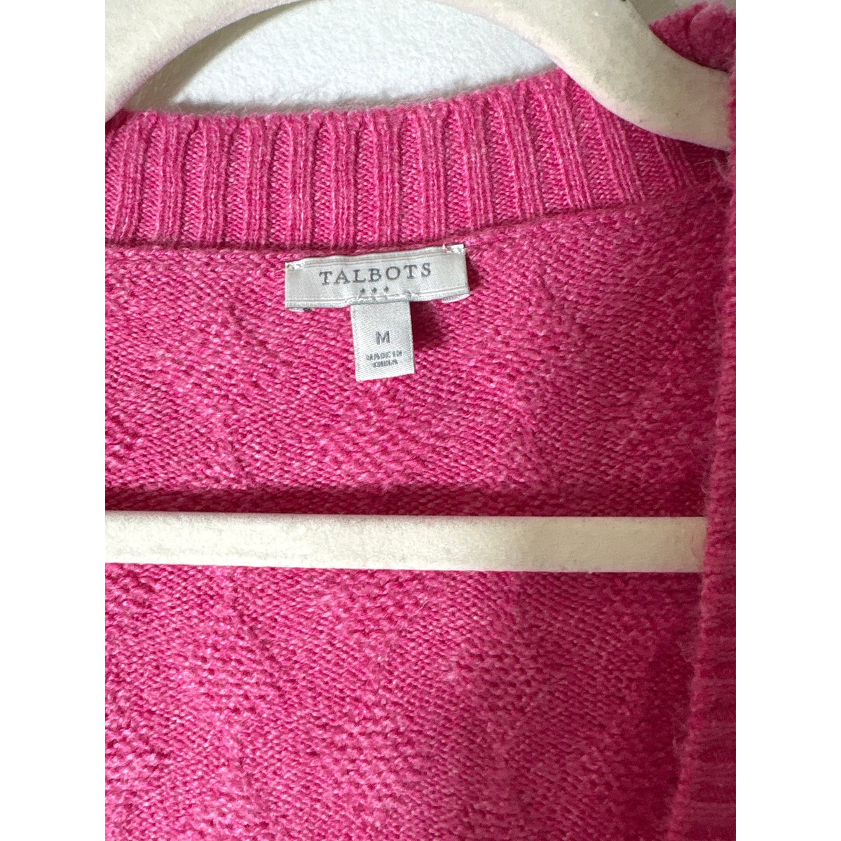 Talbots Pink Cable Knit Open Front Long Cardigan Sz  M