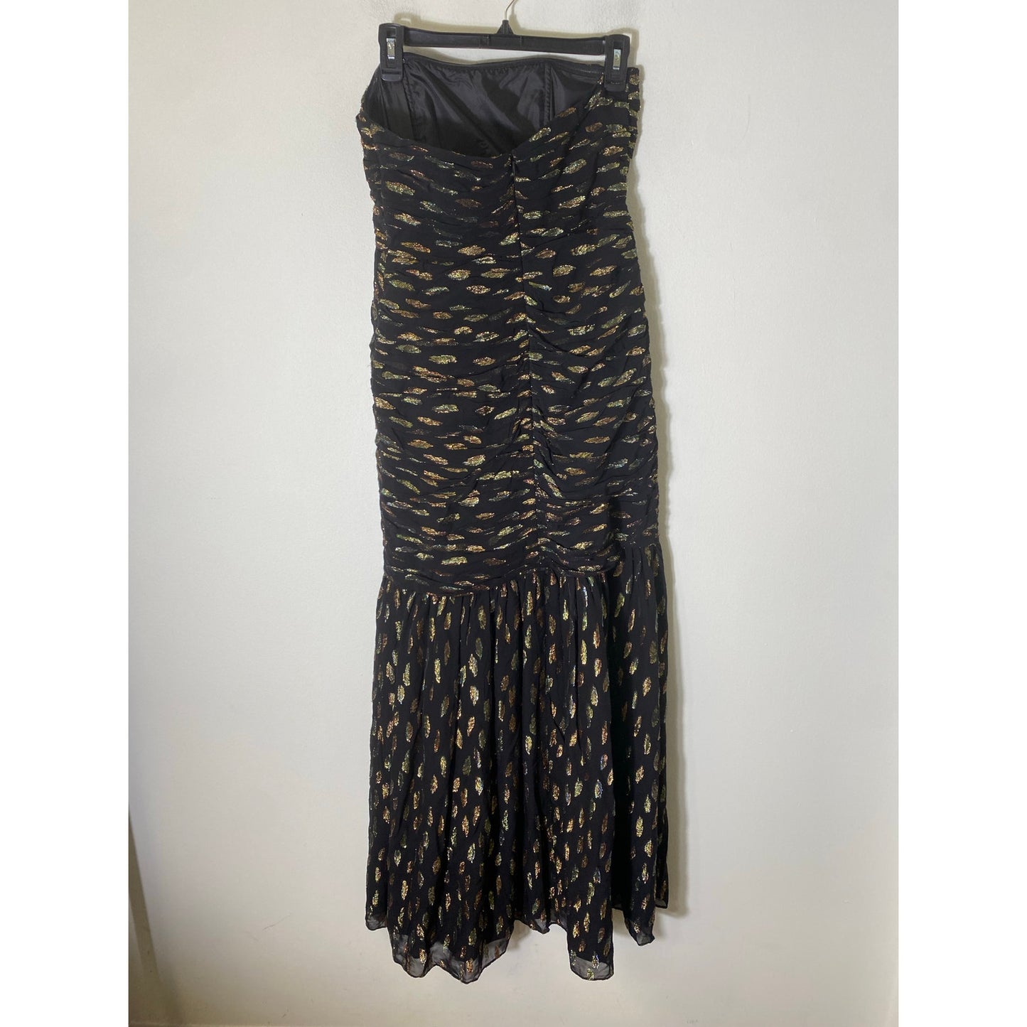 Shoshana Black/gold Strapless Gown Sz 4