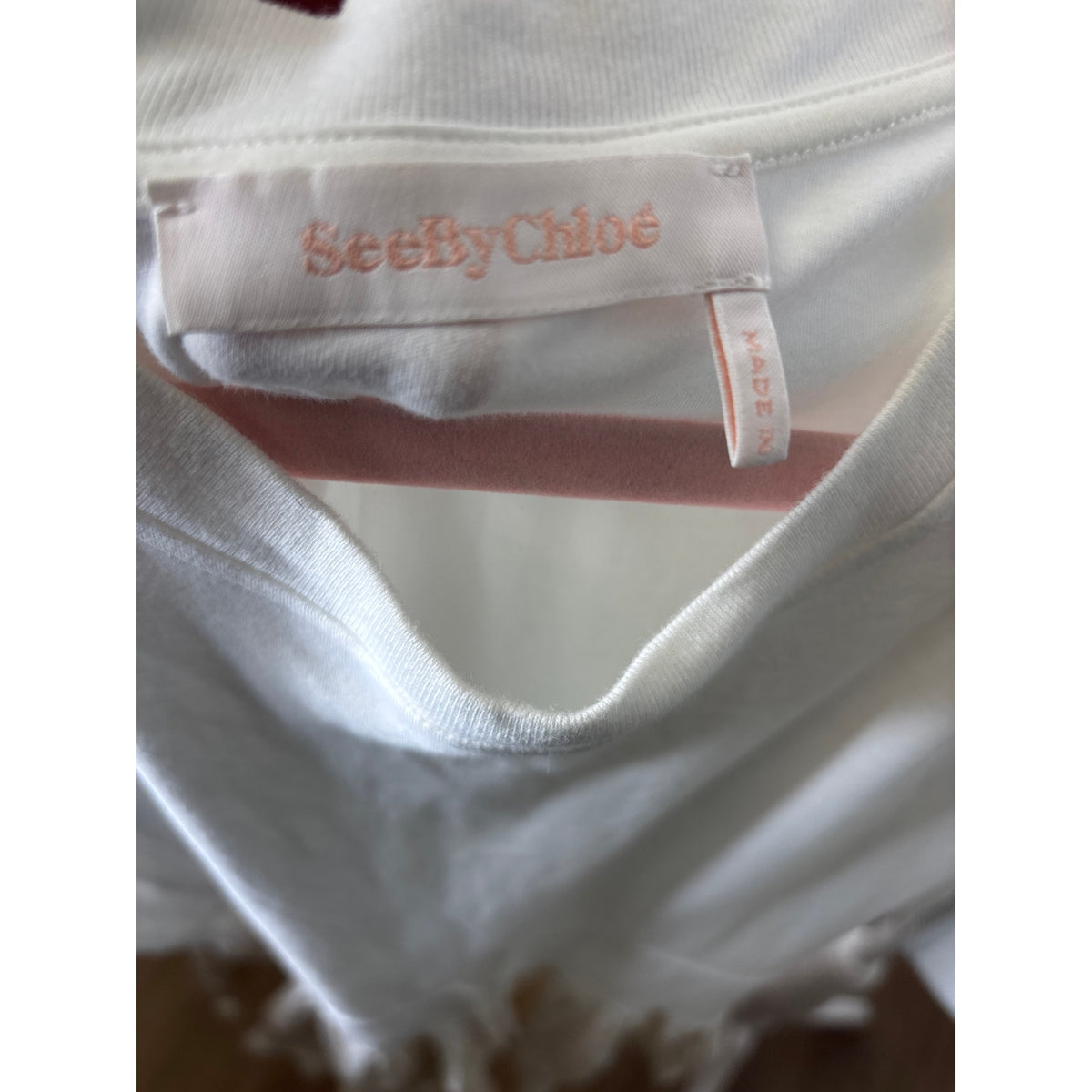 SeeBY Chloe White Cap Sleeve Mixed Media Knee Length Dress Sz 8