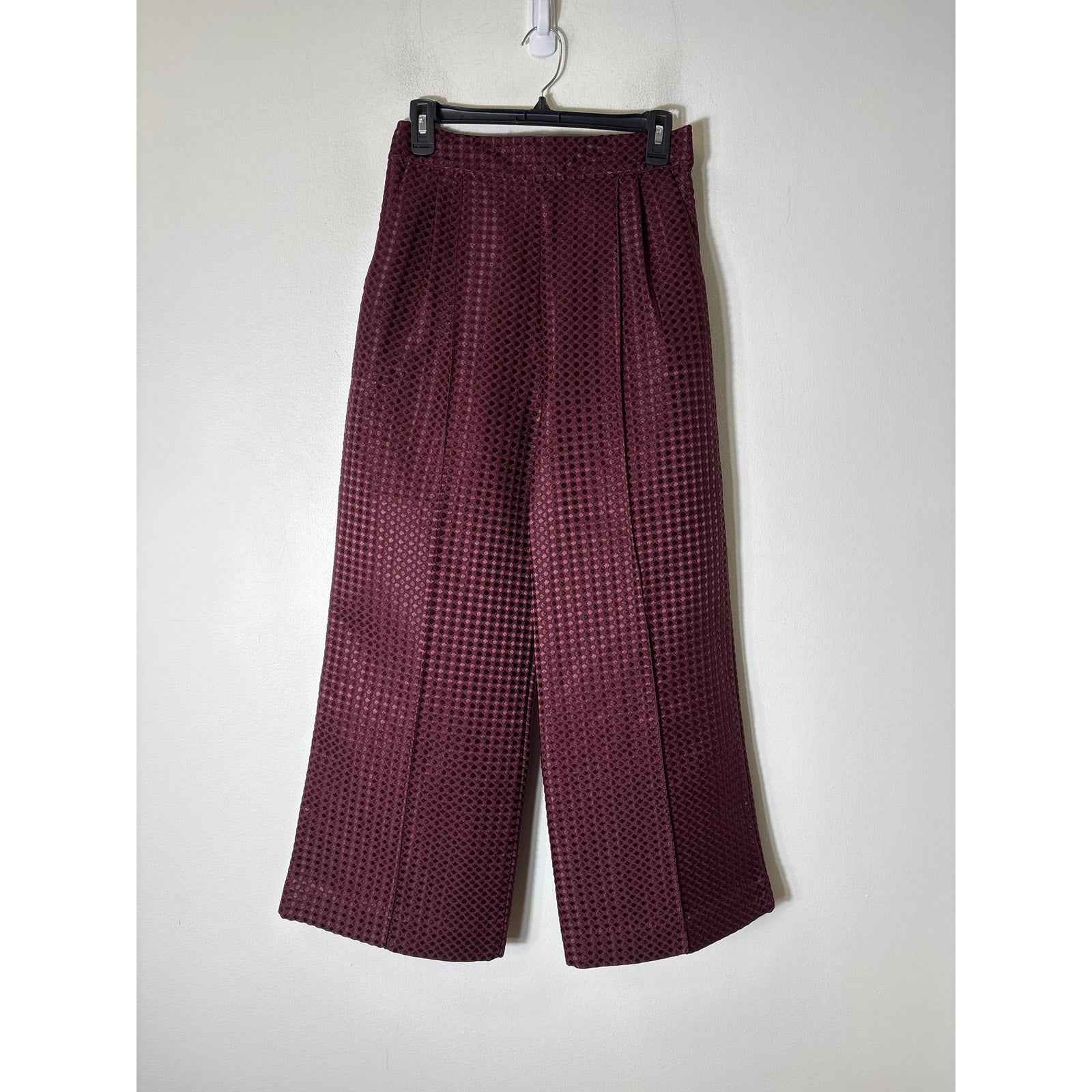 NWT BUru Burgundy Dot Pepblum Blazer and Pant Set Sz M