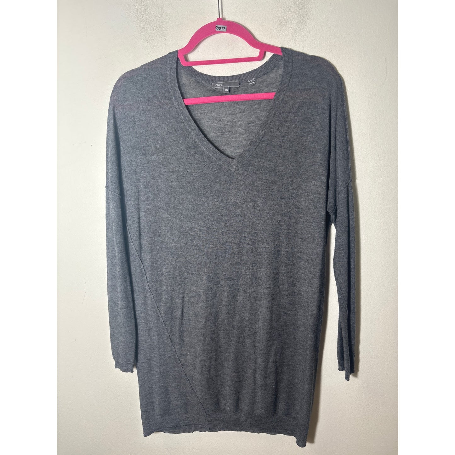 Vince Gray V Neck Long Sleeve Sweater Sz XS