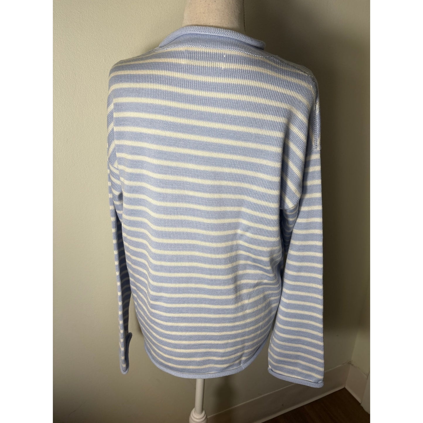 Molly Moorkamp Light Blue Stripe Long Sleeve Sweater Sz L