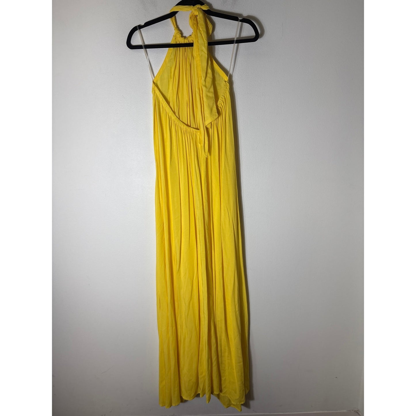Elan Bright Yellow Backless Halter Maxi Dress Sz S