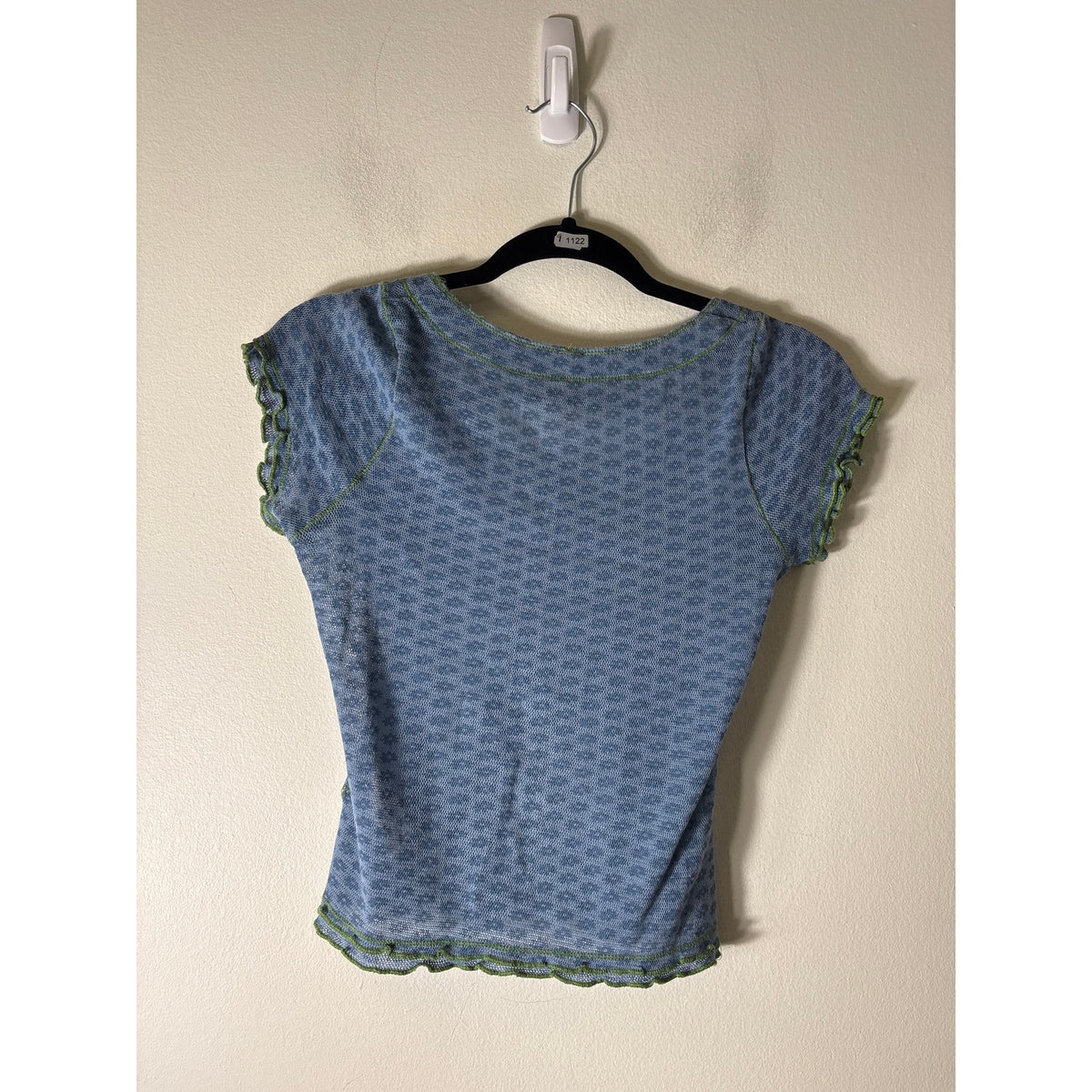 Free People Blue With Green Stitching Top Sz XS