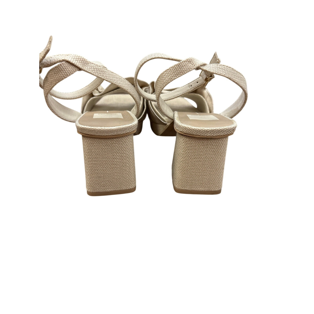Dolce Vita Cream Woven Ankle Wrap Block Sandals Sz 9