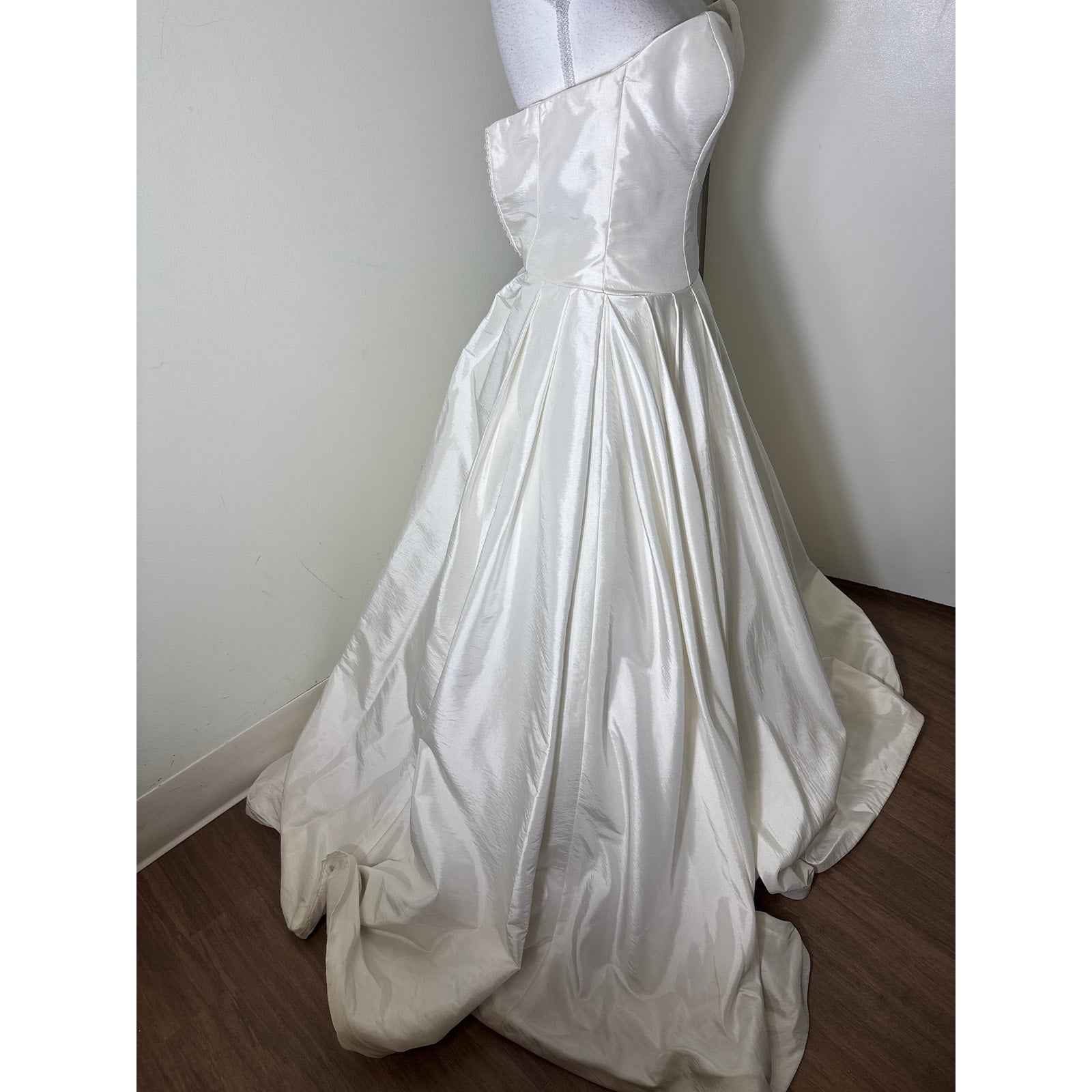 Antique White Strapless Satin Gown Sz 4 from Diane's Formal Affair