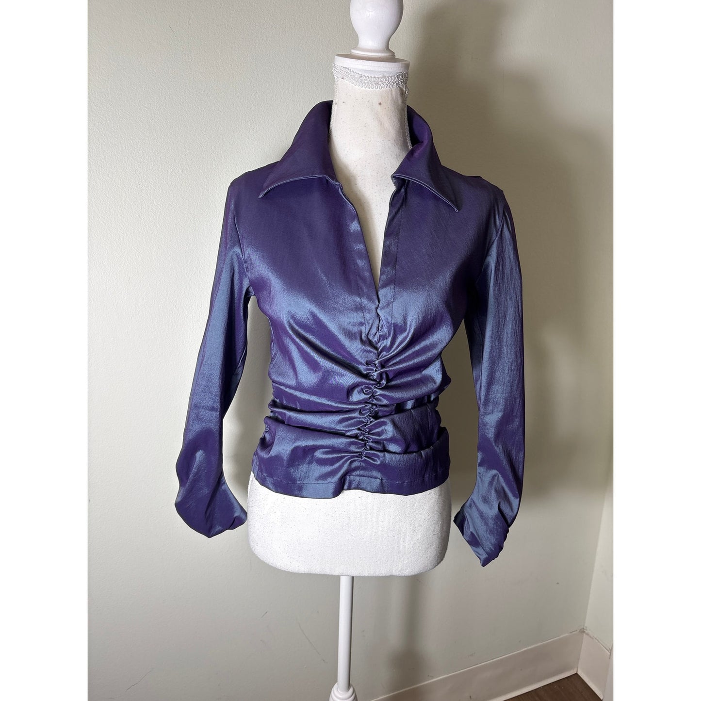 Tadashi Purple Shimmer Long Sleeve Fitted Special Occasion Top Sz 6