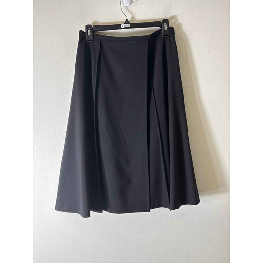 Barbara Bui Black A Line Pleated Wrap Skirt Sz 42 (10)