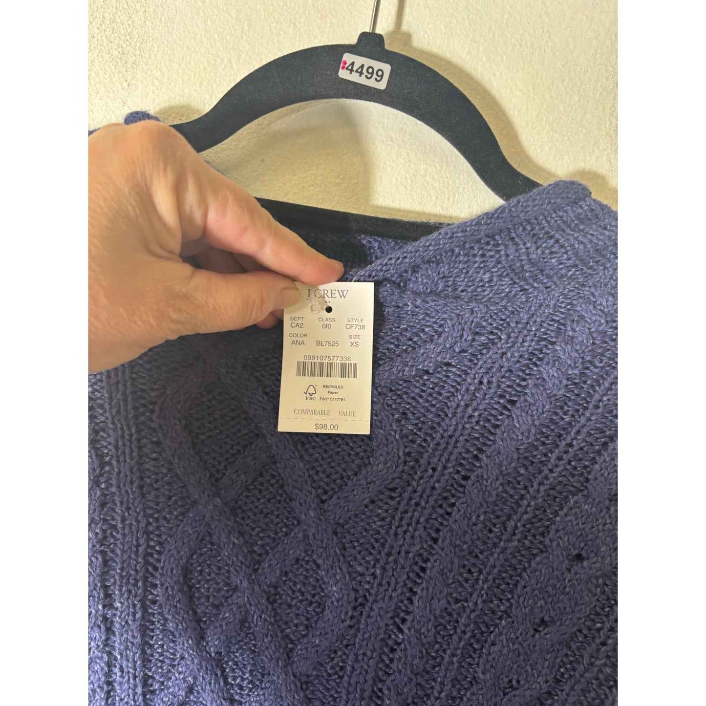 NWT J. Crew Navy Blue Long Sleeve Knit Sweater Sz XS