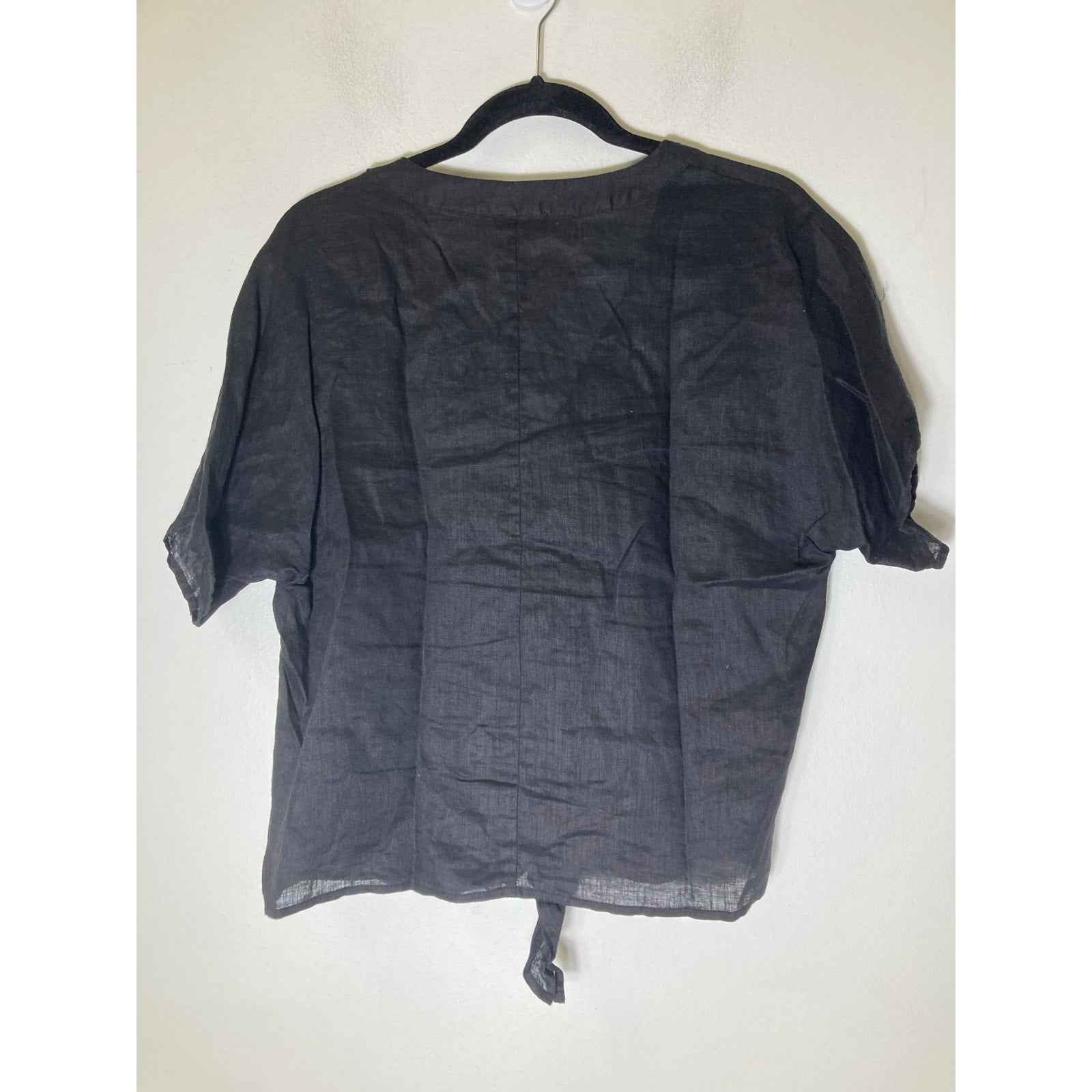 Vince Camuto Black Linen Short Sleeve Button Up Shirt Sz M