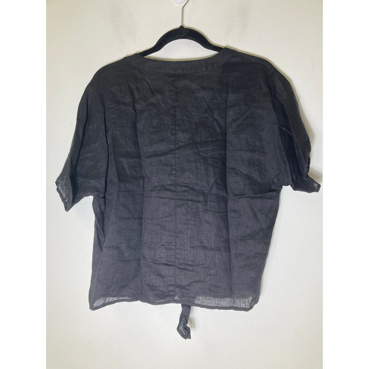 Vince Camuto Black Linen Short Sleeve Button Up Shirt Sz M