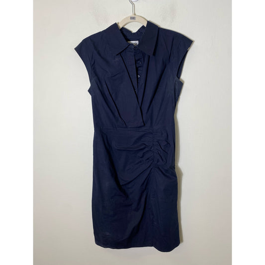 Milly Navy Blue Sleeveless Ruched Shirt Top Dress Sz 4