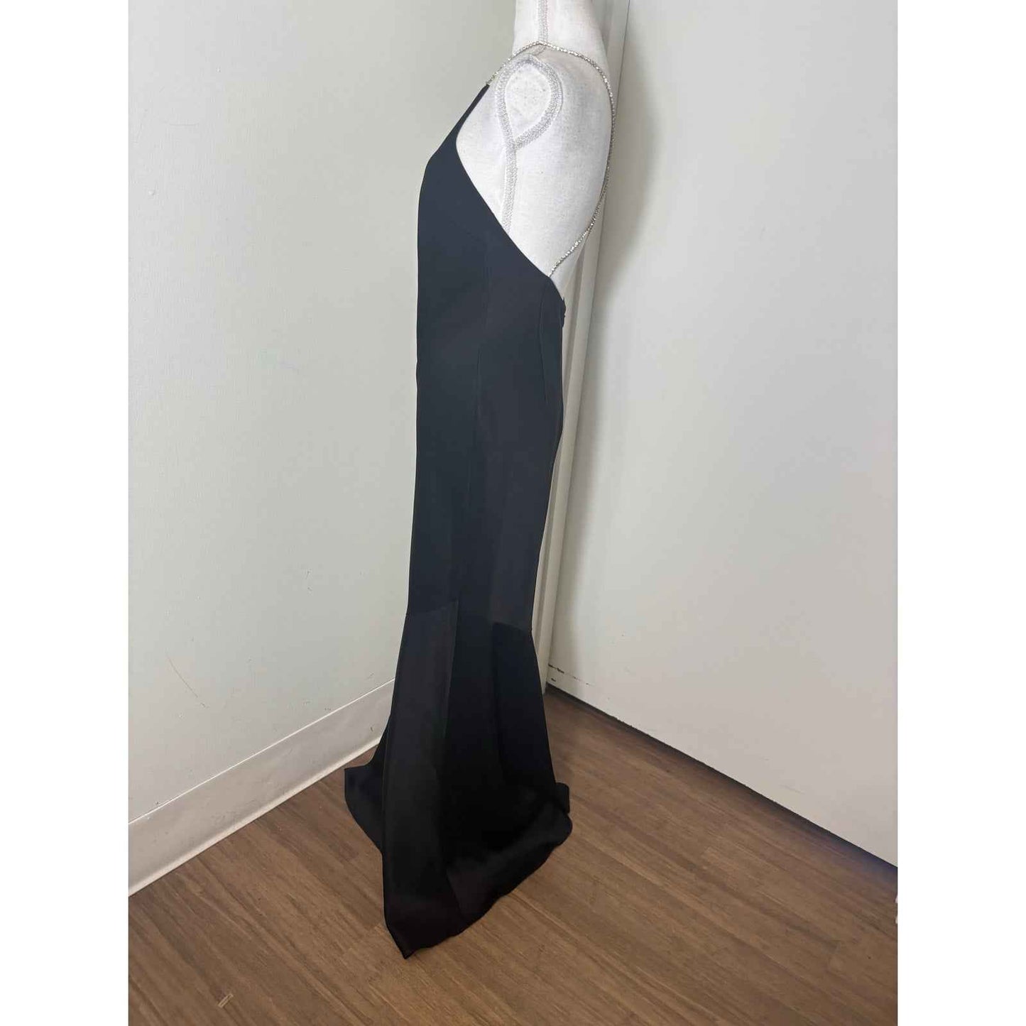 Rachel Zoe Black Rhinestone Strap Gown Sz 4