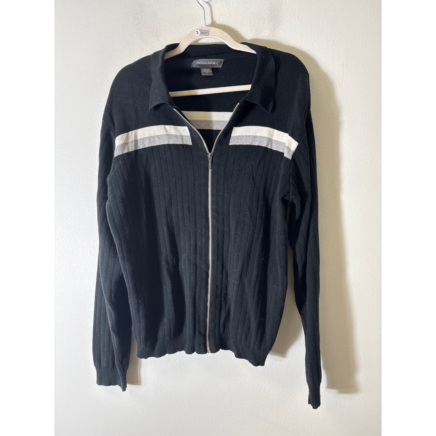 Men's Banana Republic Black Zip Up Knit Sweater/Jacket Sz L