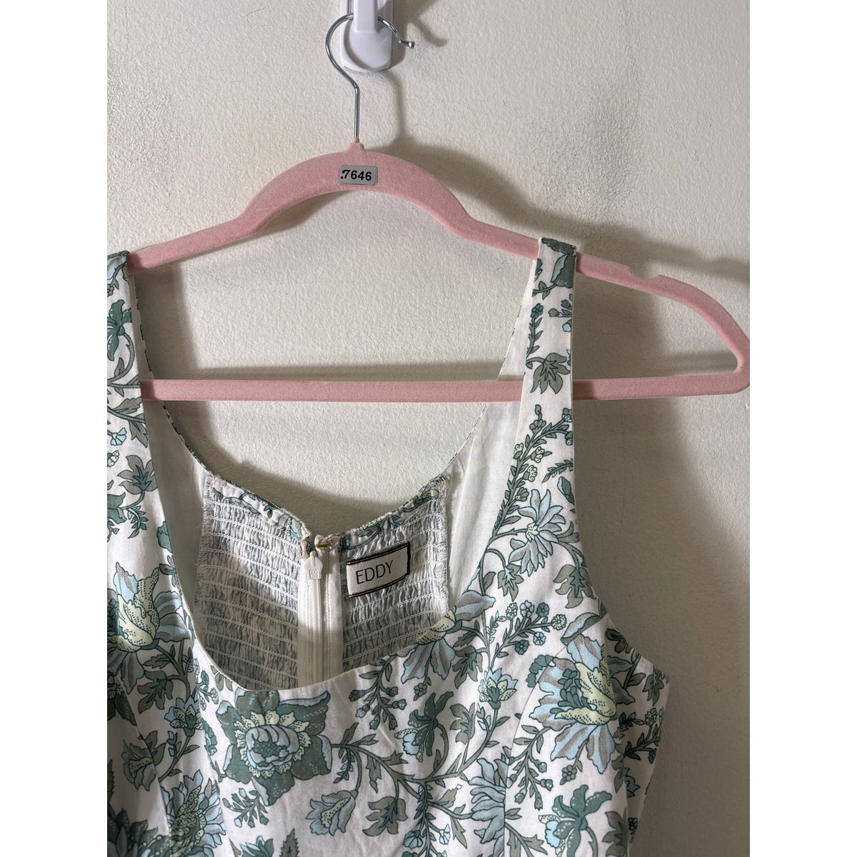 EDDY Green Floral Sleeveless Cotton Maxi Dress Sz M
