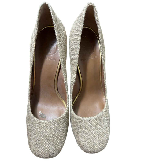 Tory Burch Potato Sack High Heel Pump with Metallic Gold Heel Sz 7