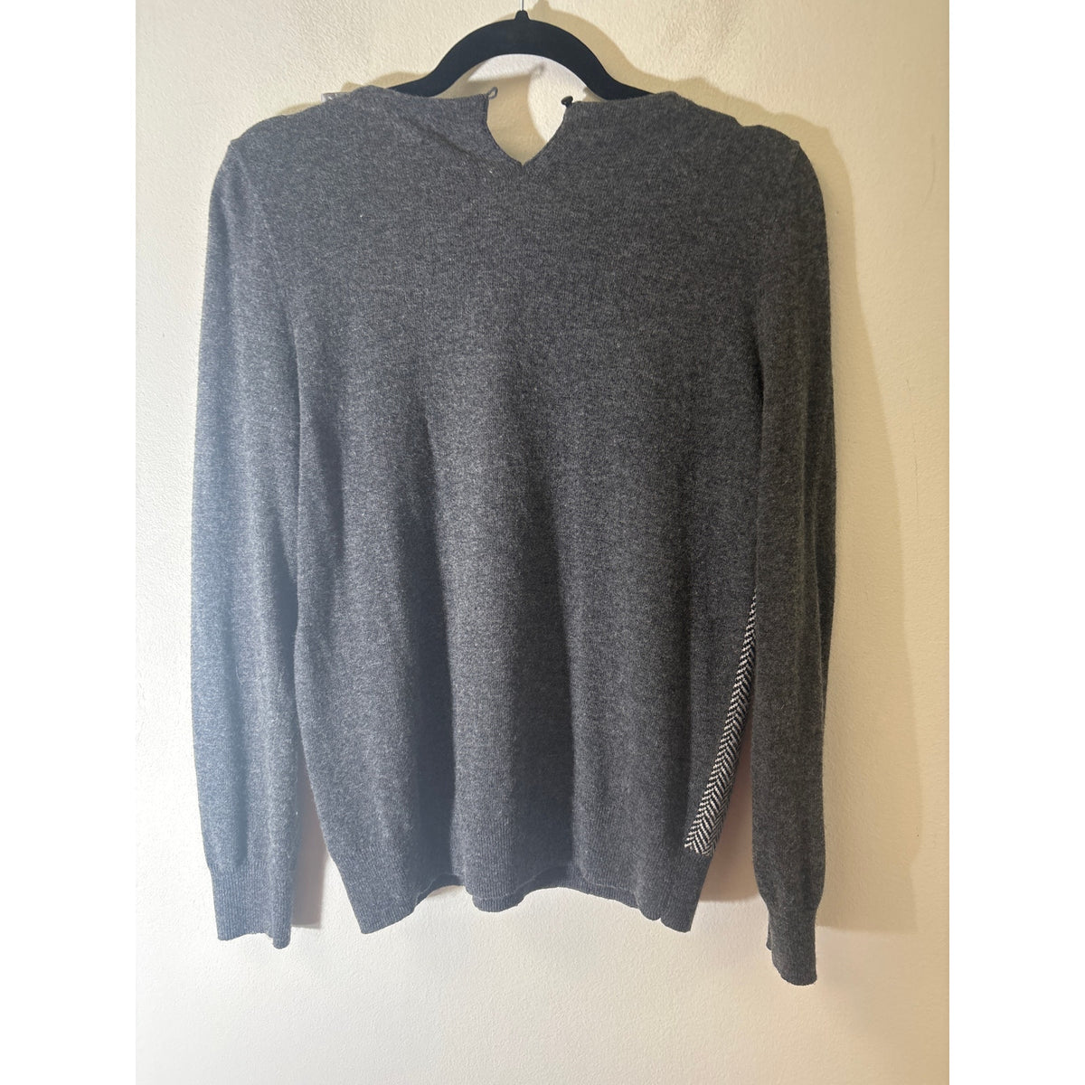 J.Crew Gray With Black and White Houndstooth Jeweled Collar Sweater Sz S