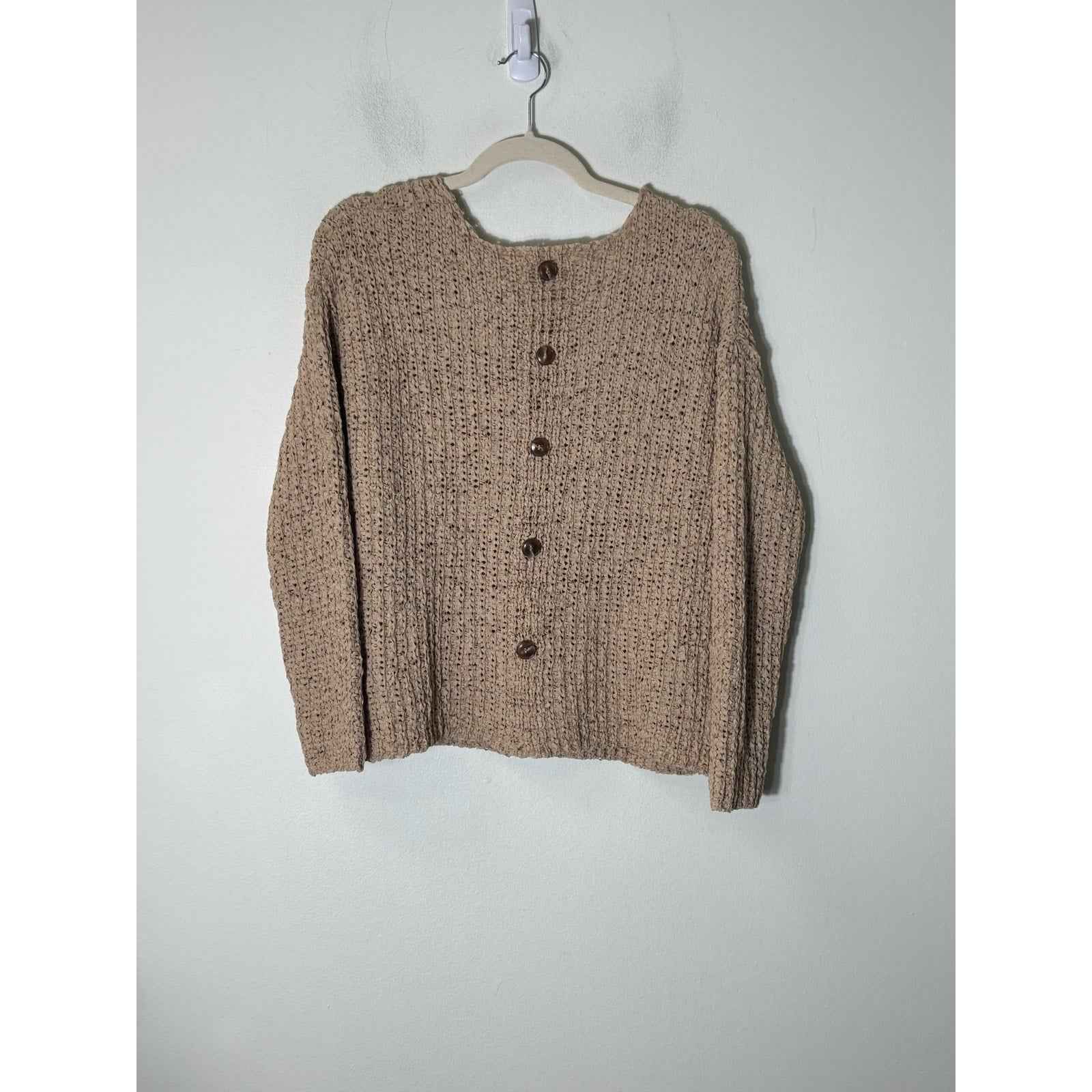 Blue Pepper Tan Mesh Knit Long SleeveTop Sz M