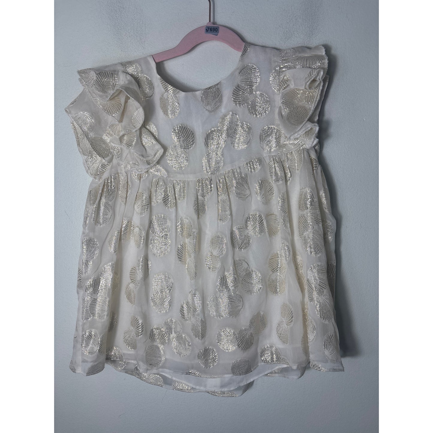 Carrement Beau Gold Champagne Flutter Sleeve Blouse Sz 10
