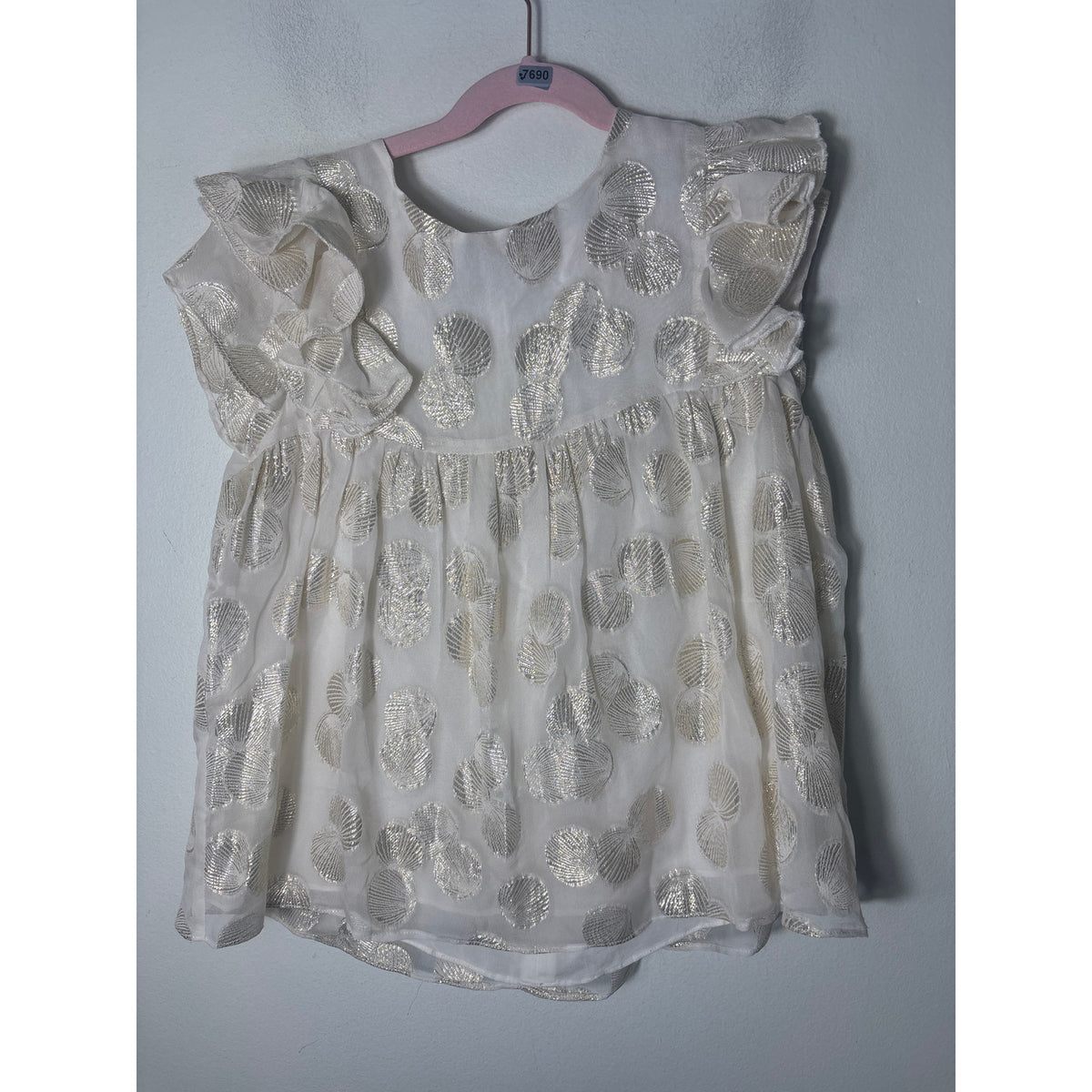 Carrement Beau Gold Champagne Flutter Sleeve Blouse Sz 10