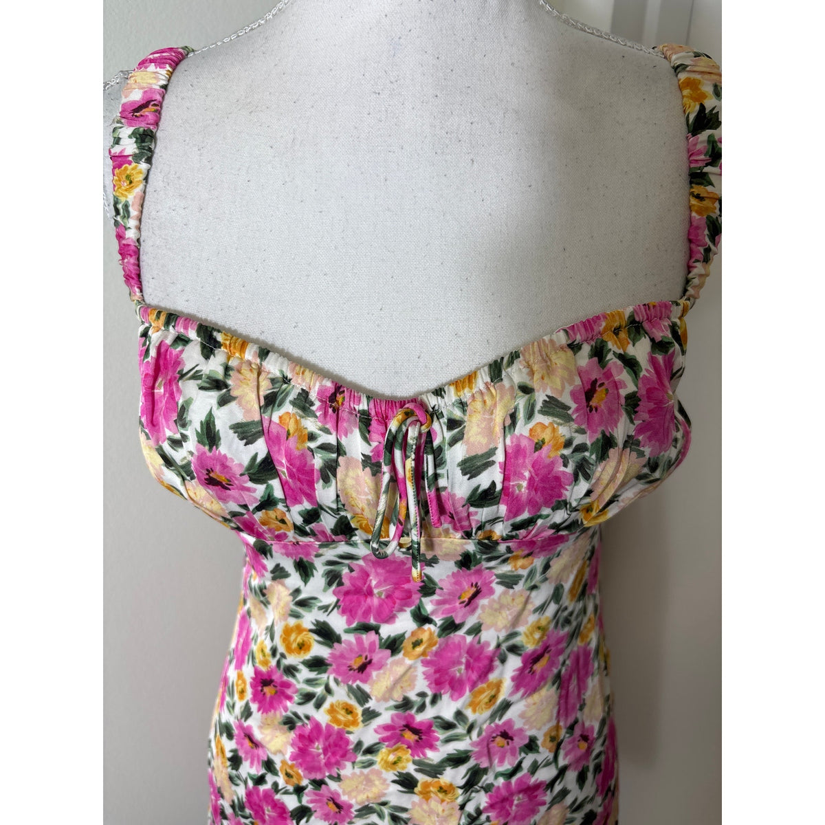 For Love and Lemons Pink Floral Backless Mini Dress Sz S