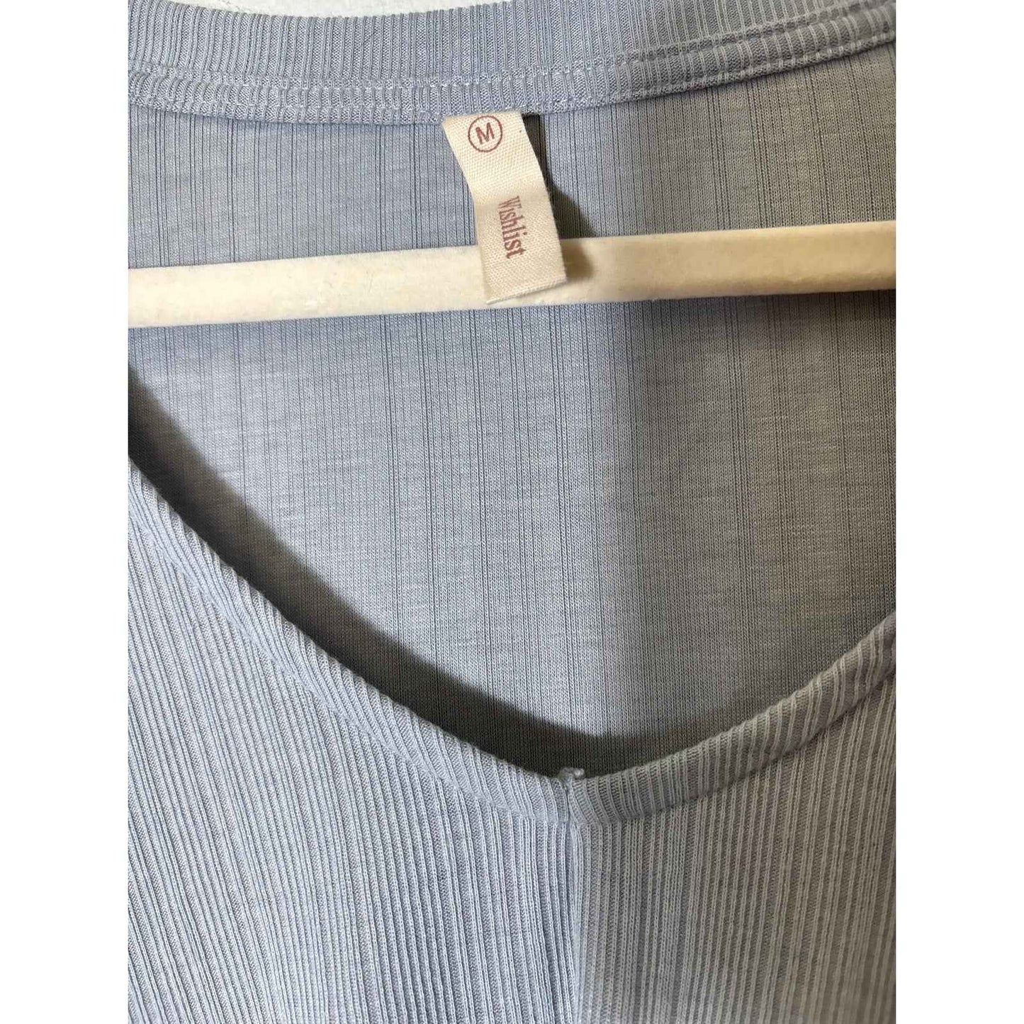 Wishlist Light Gray Blue Long Sleeve Stretch Shirt Sz M