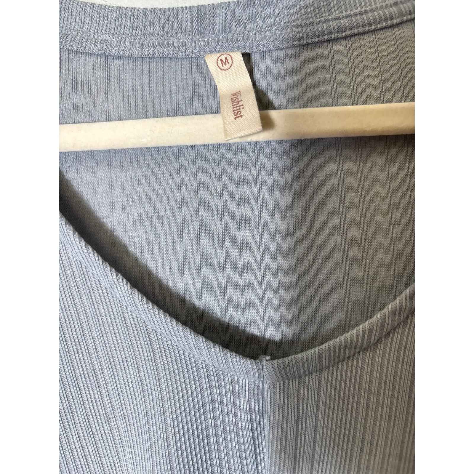 Wishlist Light Gray Blue Long Sleeve Stretch Shirt Sz M