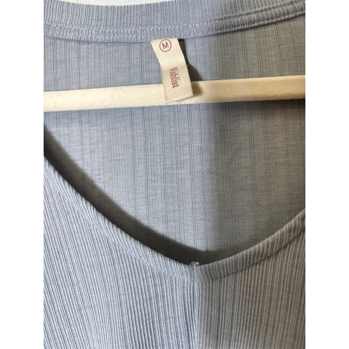 Wishlist Light Gray Blue Long Sleeve Stretch Shirt Sz M