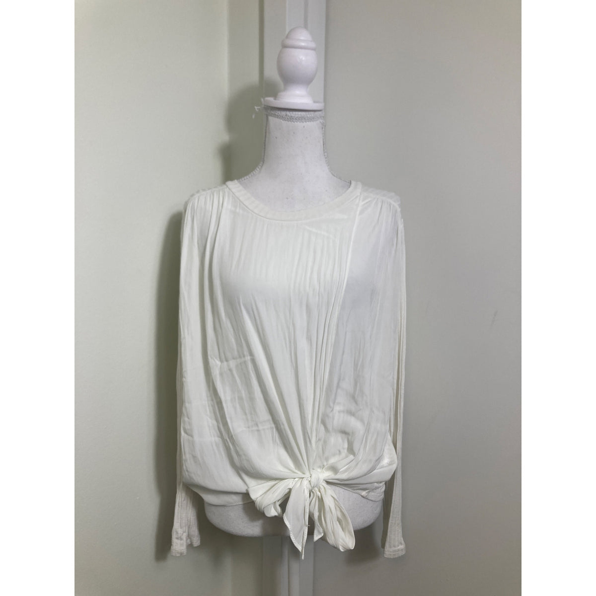 Lola & Sohie White Layered Front Long Sleeve Shirt Sz S