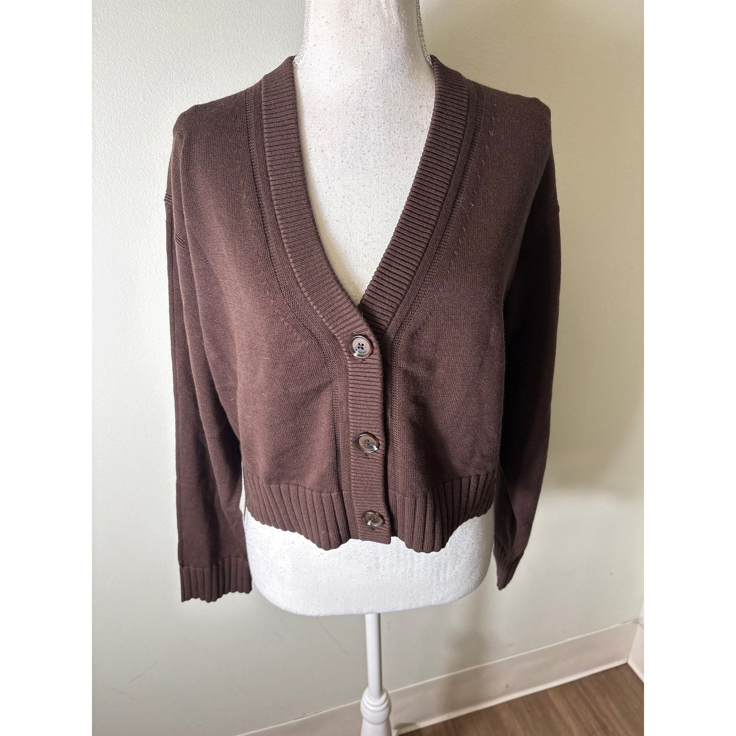 Simkhai Brown V Neck Cardigan Sz S