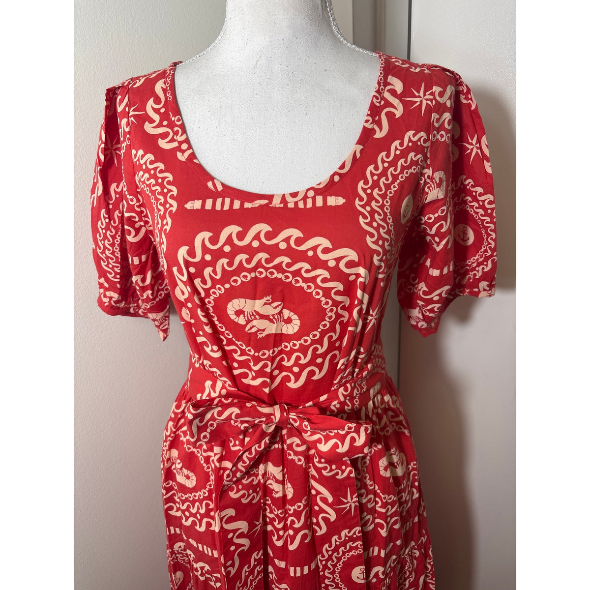 NWT Beyond by Vera Daisy Sail Away Red and Cream Dress Sz S