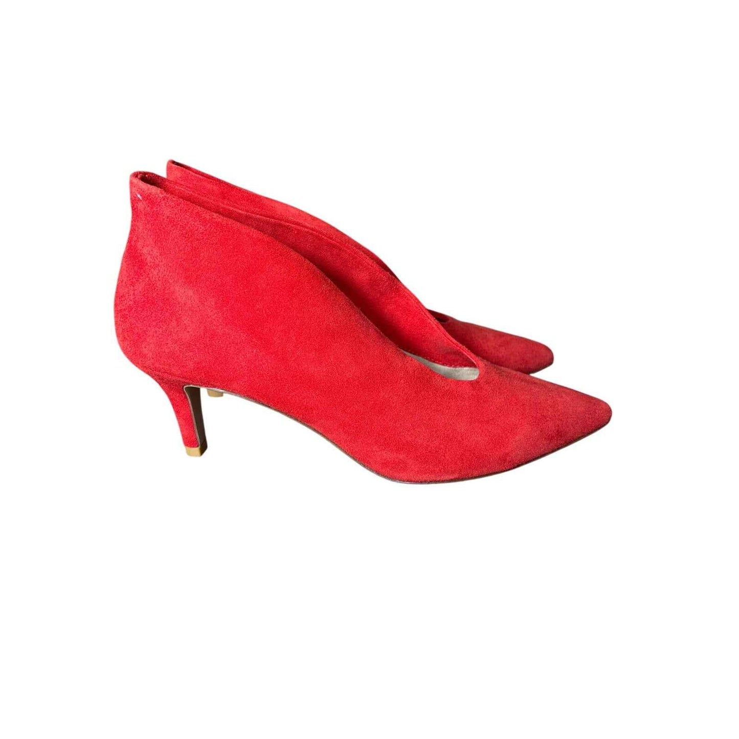 Pelle Moda Red Suede Low Heeled Winter Pump Sz 7.5