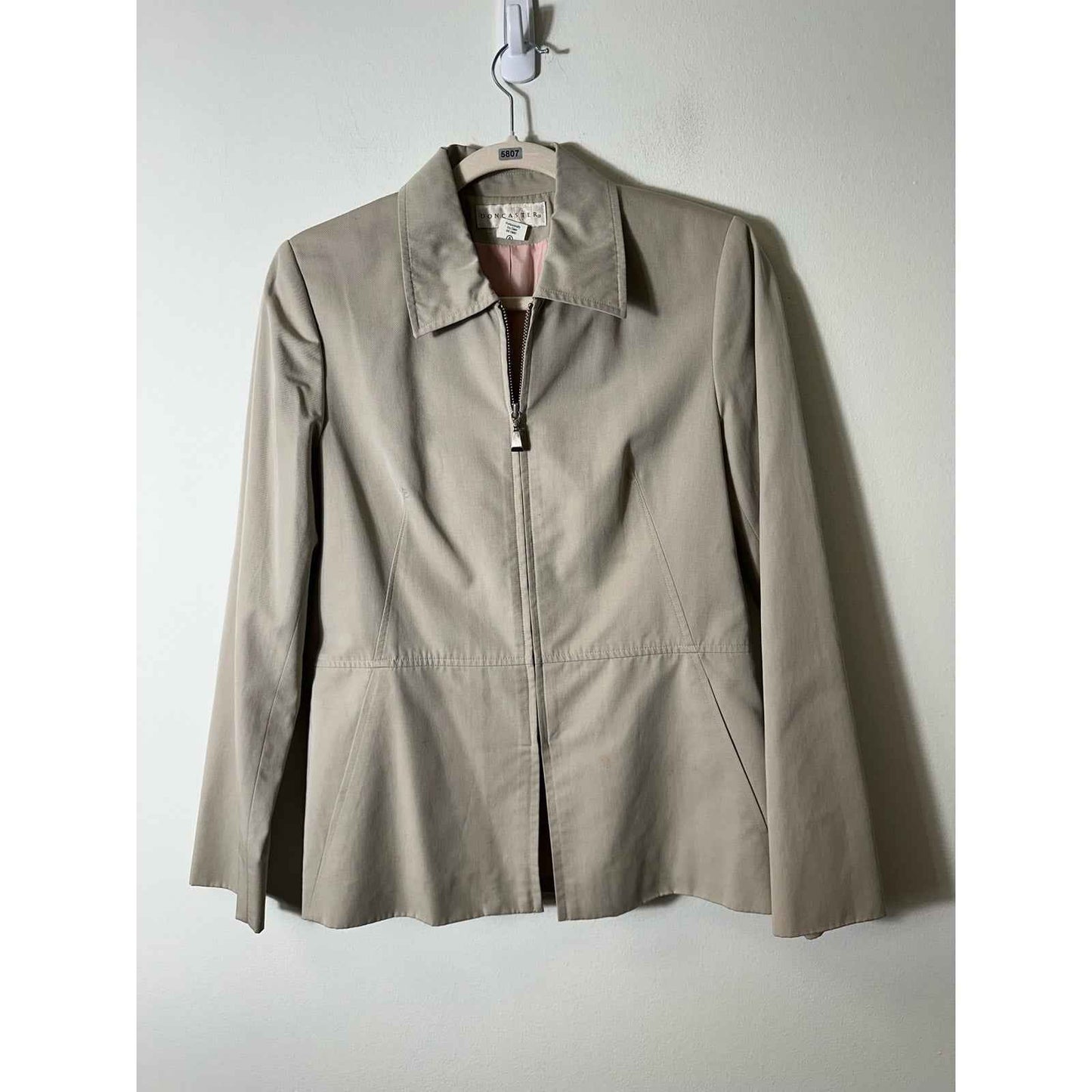 Doncaster Tan Khaki Zip Front Collared Jacket Sz 4