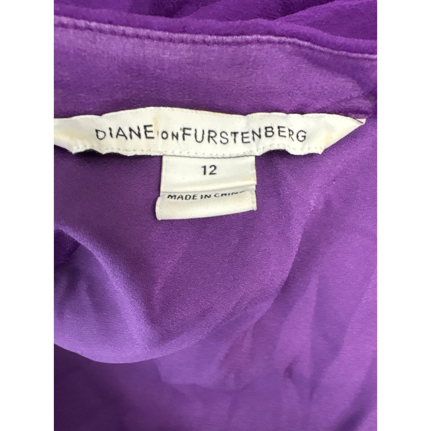 Diane Von Furstenberg Vintage Purple V-Neck Special Occasion Cape Dress Sz 12