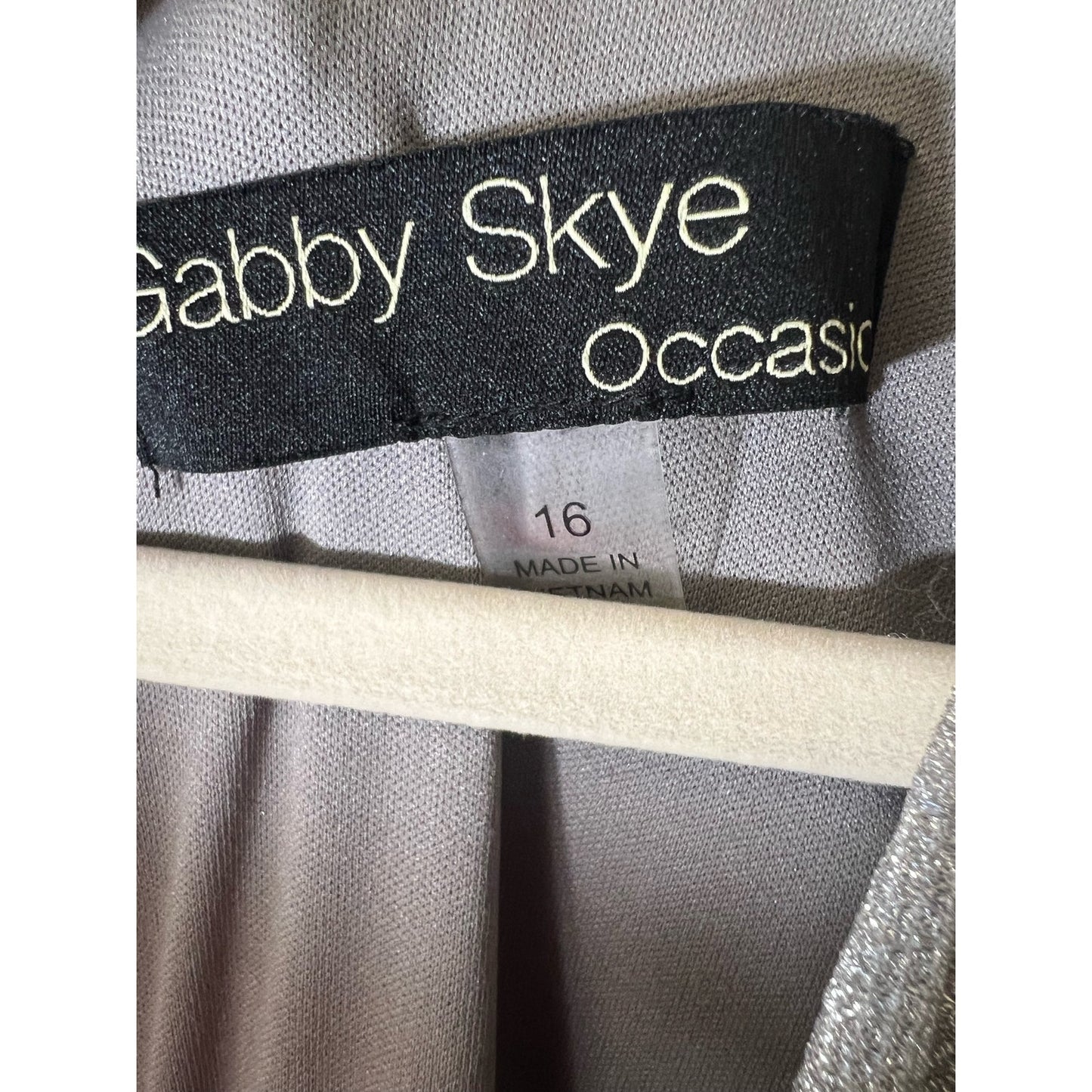 NWT Gabby Skye Occasion Metallic Strip Maxi Dress Sz 16