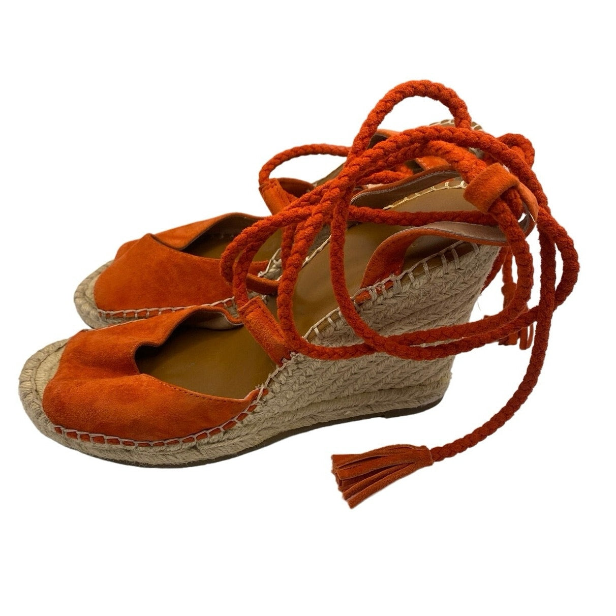Joie Orange Suede Wedge Espadrille Sz 38.5 (US 8)
