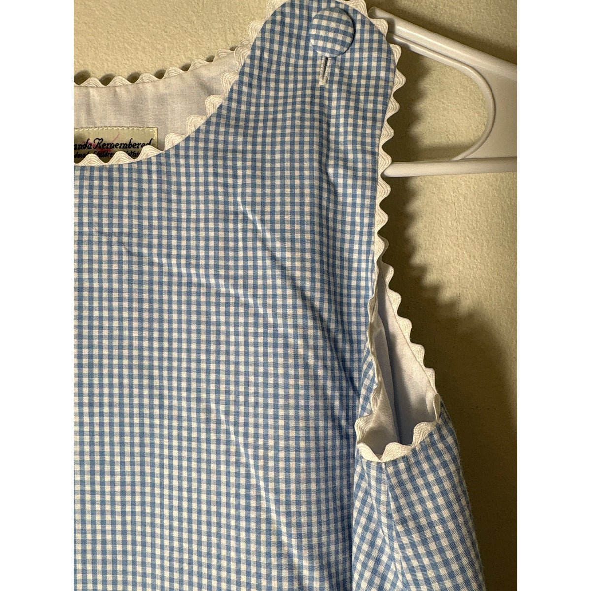 GIrls Vitage Amanda Remembered Blue&white check sleeveless dress Sz 7