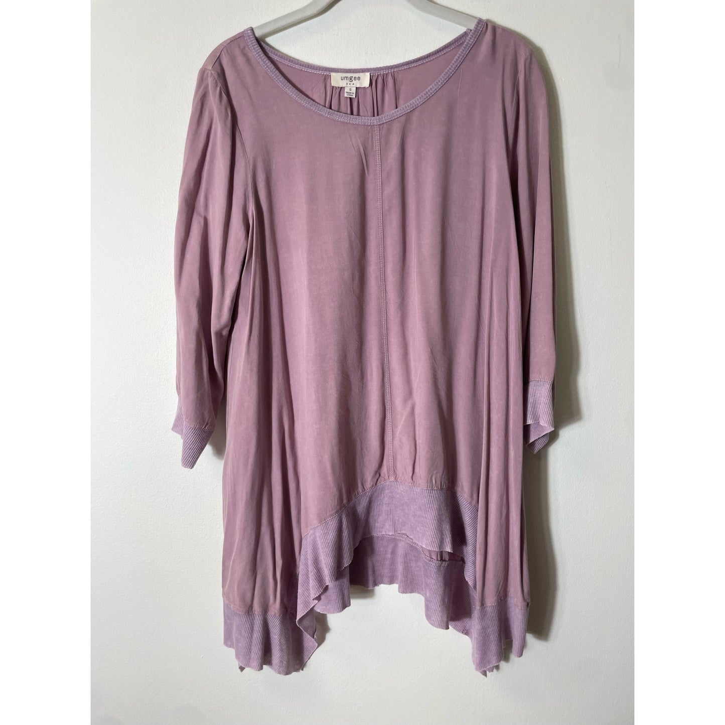 Umgee Purple 3\4 Sleeved Cotton Blend Blouse Sz S