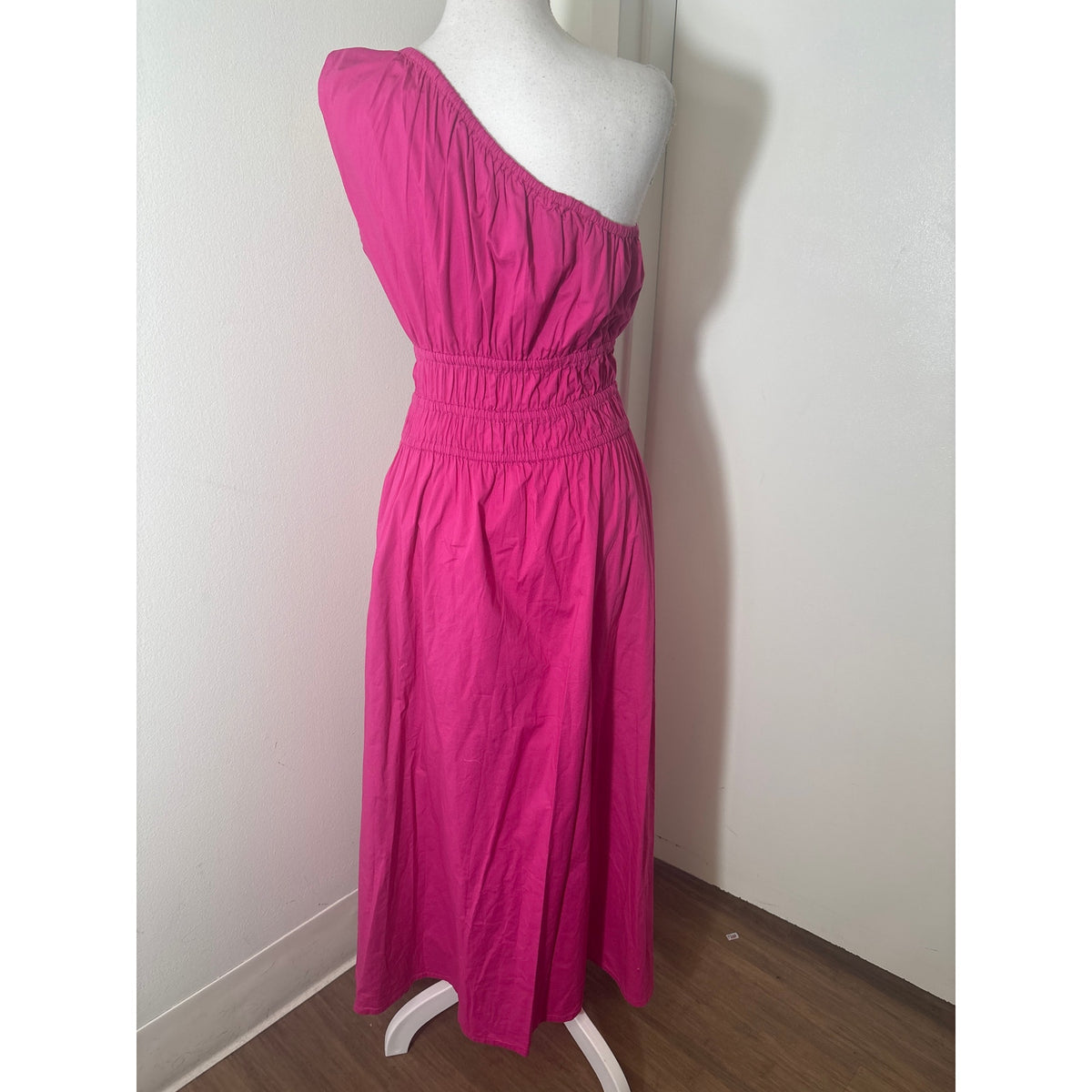 The Lulo Project Hot Pink One Shoulder Cotton Maxi Dress Sz L